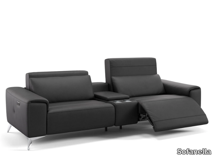 BELLA KINO - 2 seater leather sofa with footstool _ Sofanella