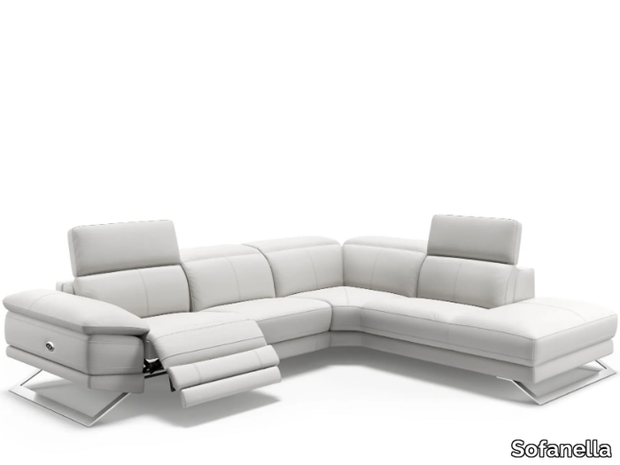 FERRARA - Corner sled base leather sofa _ Sofanella