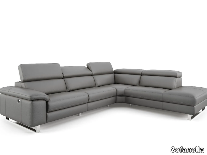 SAVONA - Corner sled base leather sofa _ Sofanella