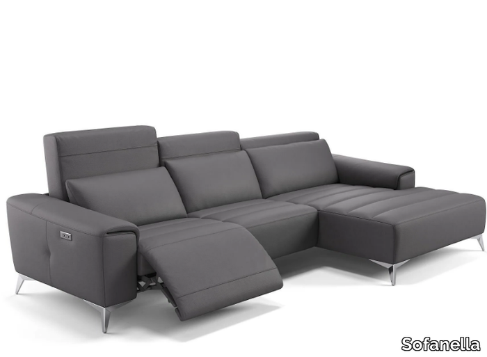 BELLA - Leather sofa with chaise longue _ Sofanella