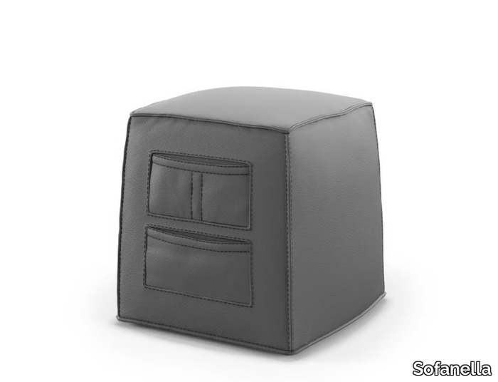 BINETTO - Upholstered square leather pouf _ Sofanella