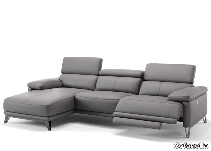 CELANO - Leather sofa with chaise longue _ Sofanella