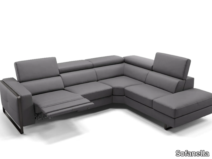 MANZANO - Corner sled base leather sofa _ Sofanella