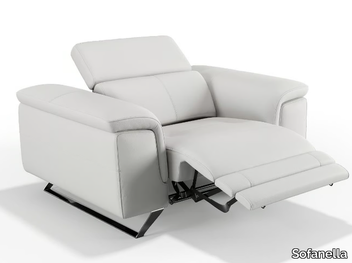 SERRI - Recliner leather armchair with armrests _ Sofanella