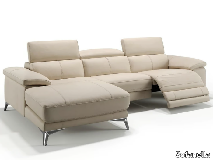 MILANO - Leather sofa with chaise longue _ Sofanella