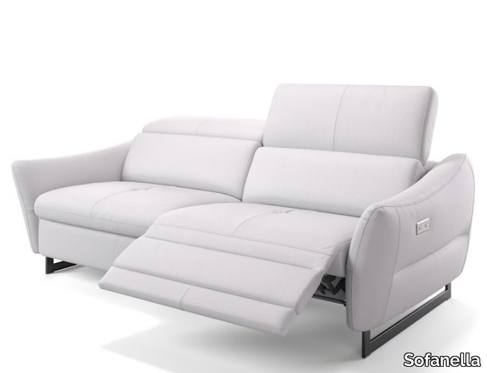 MODENA - 3 seater sled base leather sofa _ Sofanella