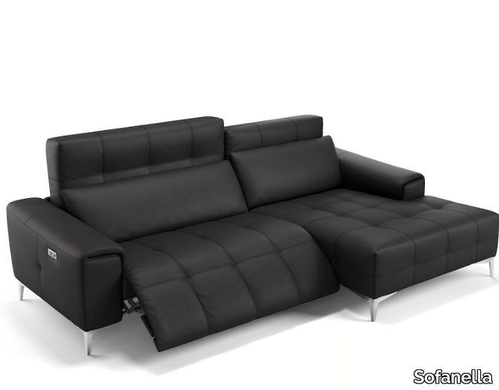 SALENTO - Leather sofa with chaise longue _ Sofanella