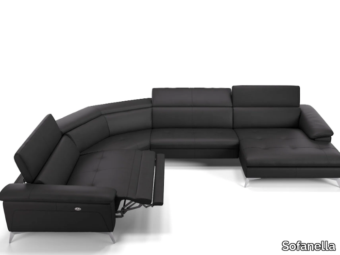 STELLA - Leather sofa with chaise longue _ Sofanella