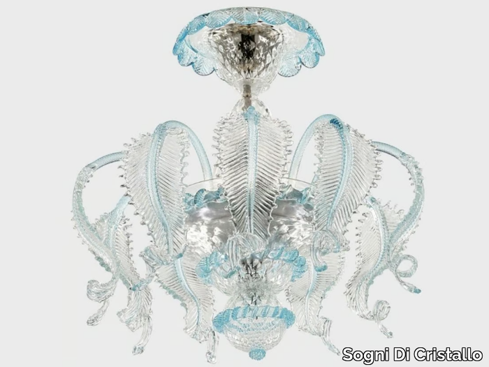 ATENA WITH LEAVES - Murano glass ceiling lamp _ Sogni Di Cristallo