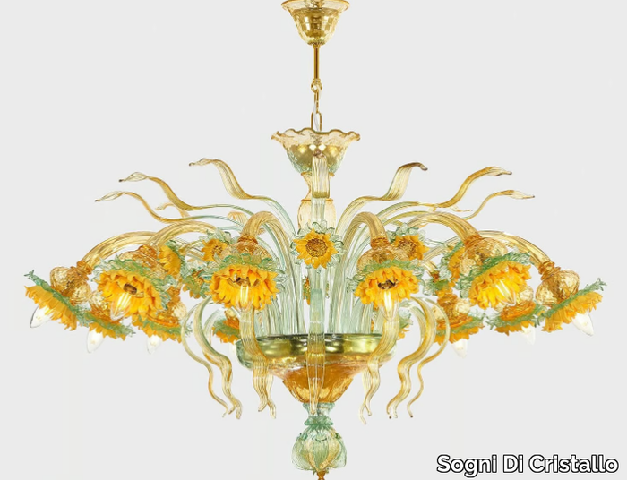 VAN GOGH SUNFLOWERS DELUXE - Murano glass ceiling lamp _ Sogni Di Cristallo