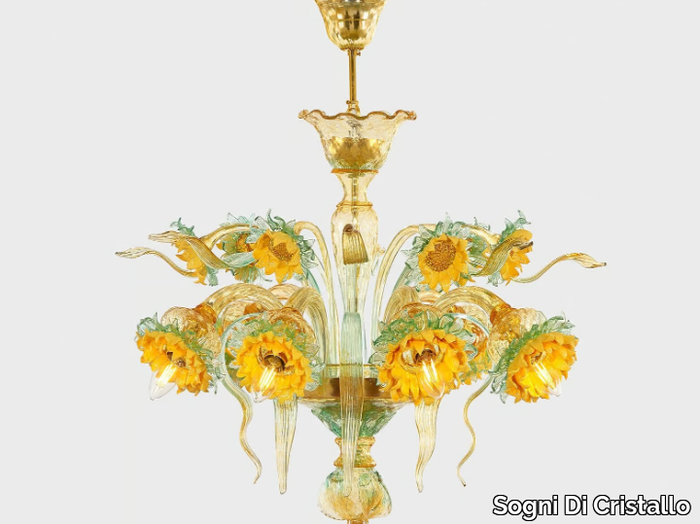 VAN GOGH SUNFLOWERS - Murano glass ceiling lamp _ Sogni Di Cristallo