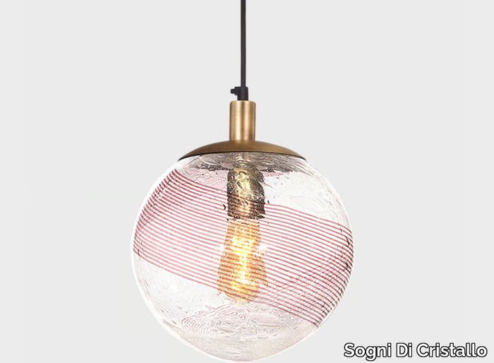 BALL #002 - Handmade blown glass pendant lamp _ Sogni Di Cristallo