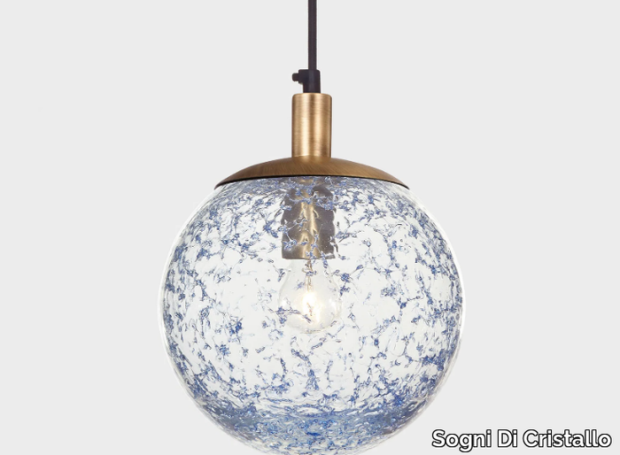 BALL #023 - Handmade blown glass pendant lamp _ Sogni Di Cristallo