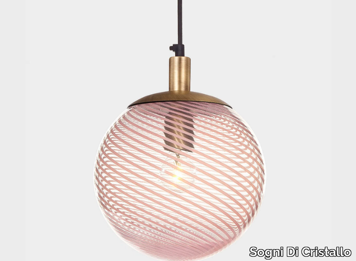 BALL #026 - Handmade blown glass pendant lamp _ Sogni Di Cristallo