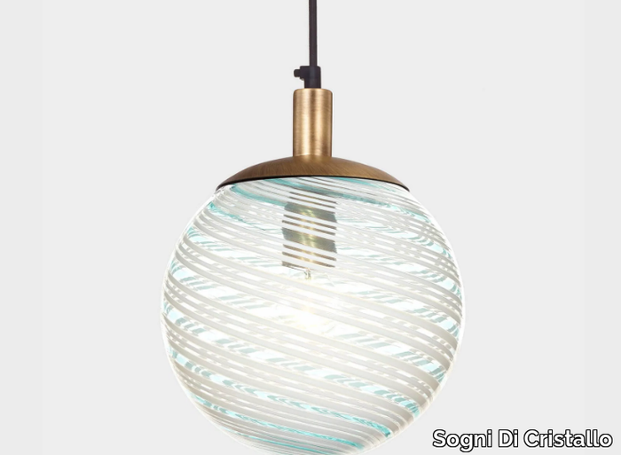 BALL #027 - Handmade blown glass pendant lamp _ Sogni Di Cristallo