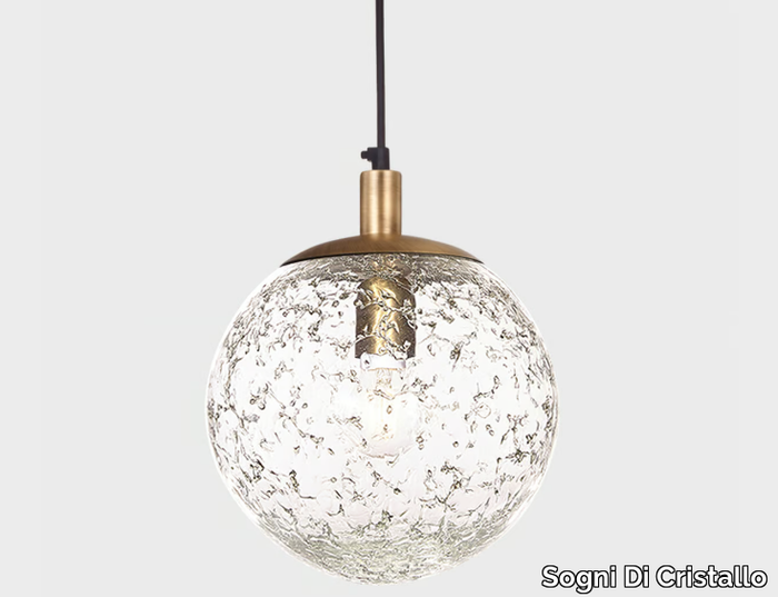 BALL #004 - Handmade blown glass pendant lamp _ Sogni Di Cristallo