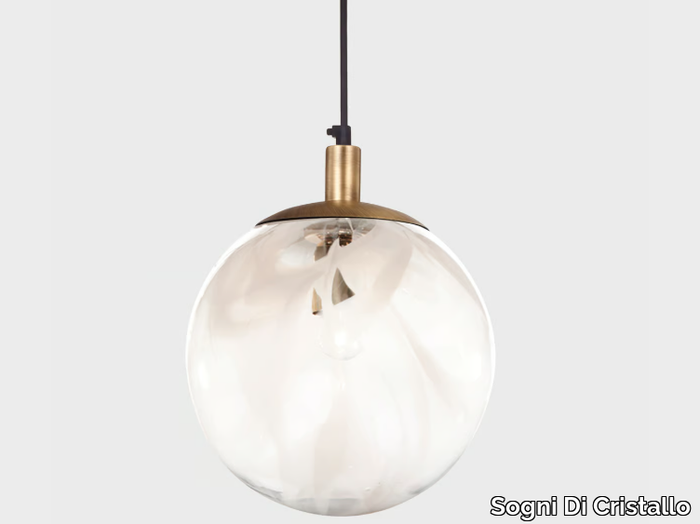 BALL #008 - Handmade blown glass pendant lamp _ Sogni Di Cristallo