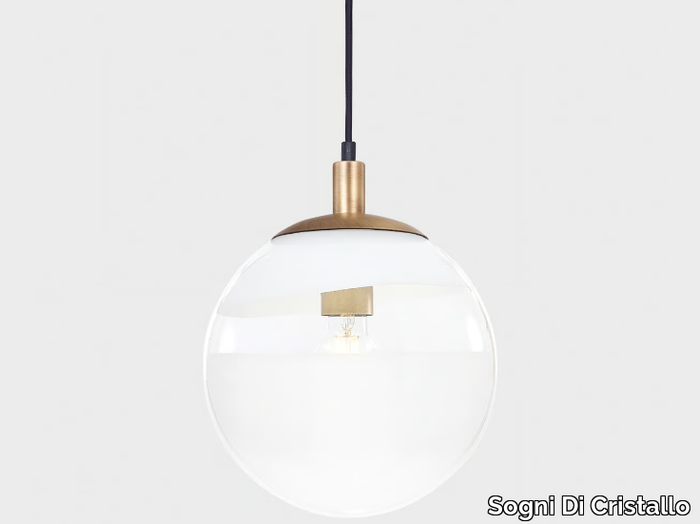 BALL #009 - Handmade blown glass pendant lamp _ Sogni Di Cristallo