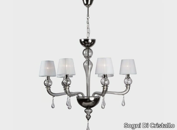 GRACEFUL WITH LAMPSHADES - Murano glass chandelier with crystals _ Sogni Di Cristallo