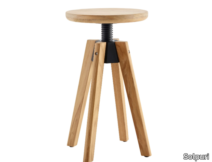 SPINDLE - Swivel teak stool _ Solpuri