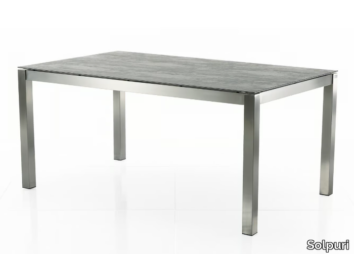 CLASSIC STAINLESS STEEL - Rectangular ceramic garden table _ Solpuri