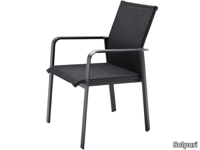 BREEZE - Stackable fabric garden chair with armrests _ Solpuri