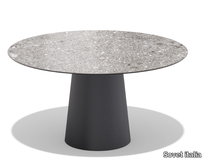 TOTEM OUTDOOR - Round ceramic garden table _ Sovet italia