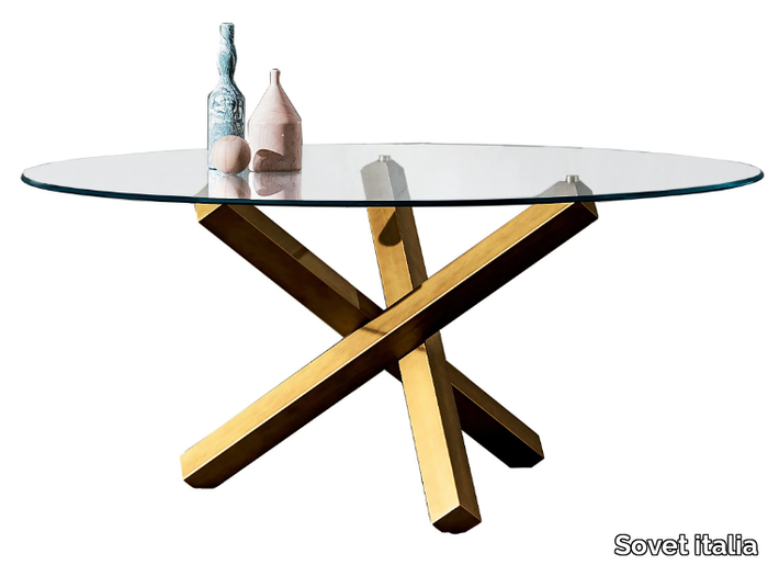 AIKIDO ROUND - Round glass table _ Sovet italia