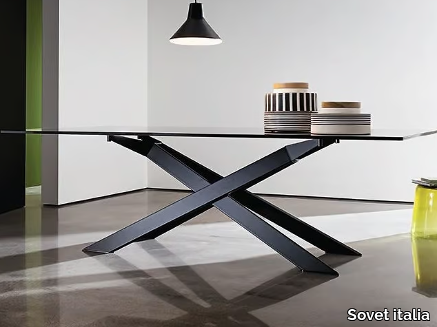 CROSS - Rectangular glass table _ Sovet italia
