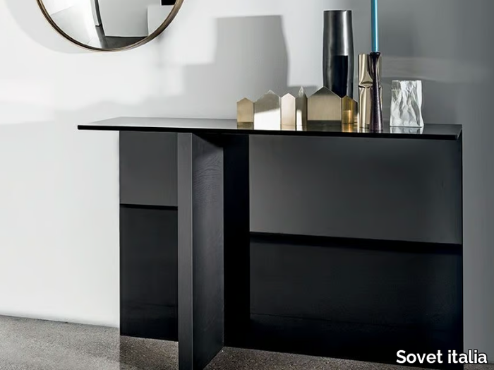 REGOLO - Rectangular wood and glass console table _ Sovet italia