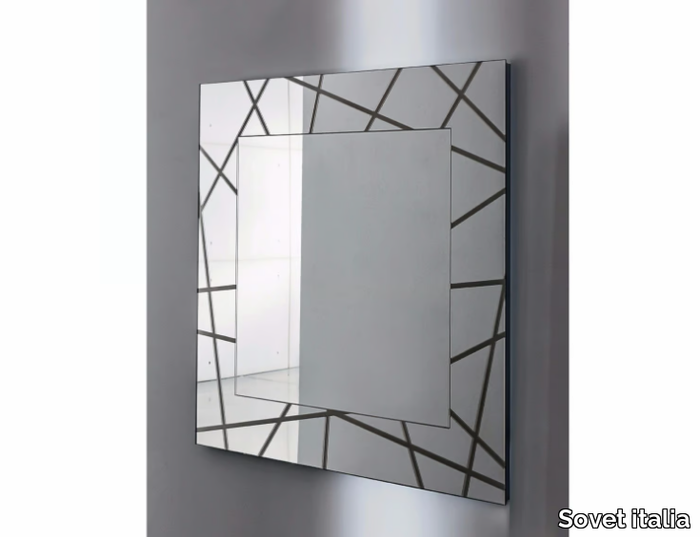 SEGMENT - Square wall-mounted framed mirror _ Sovet italia