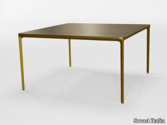 SLIM SQUARE - Square glass and aluminium table _ Sovet italia