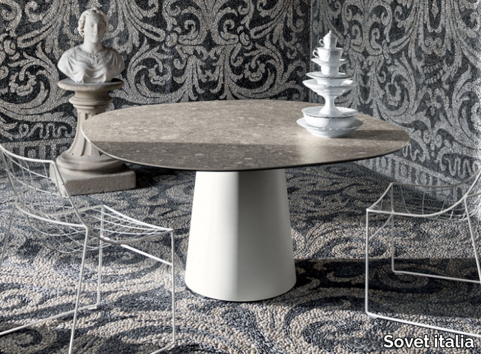 TOTEM - Crystal and stainless steel table _ Sovet italia