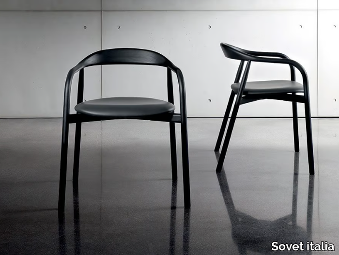 AUTUMN - Leather chair with armrests _ Sovet italia