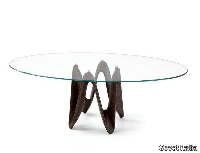 LAMBDA - Oval glass table _ Sovet italia