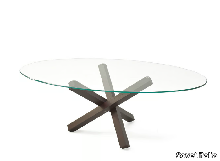 AIKIDO ELLIPTICAL - Oval glass table _ Sovet italia