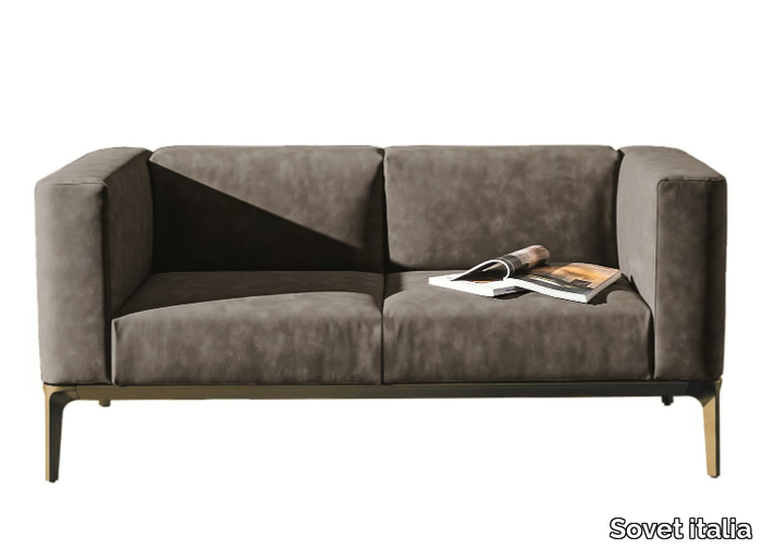 SLIM - 2 seater sectional leather sofa _ Sovet italia