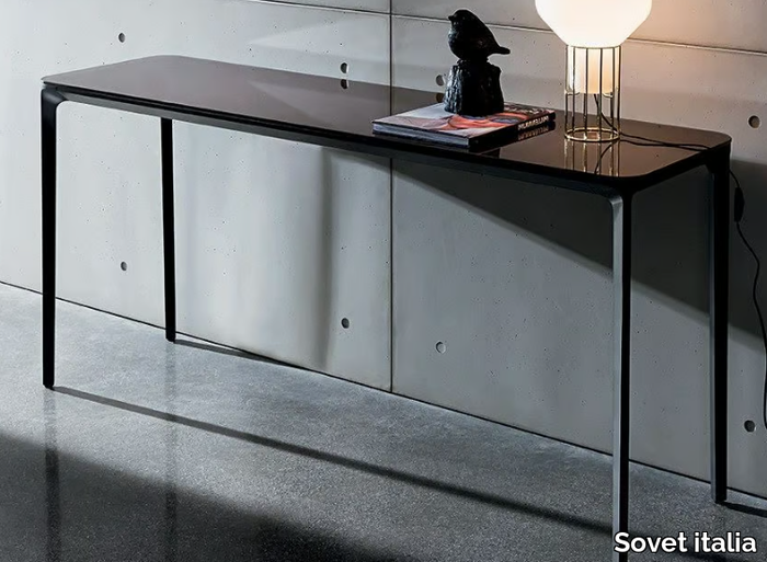 SLIM 4 LEGS - Rectangular glass console table _ Sovet italia