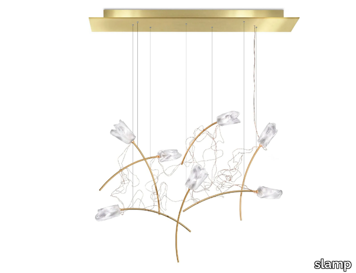 TULIP LINEAR - LED pendant lamp in brass and Lentiflex _ Slamp