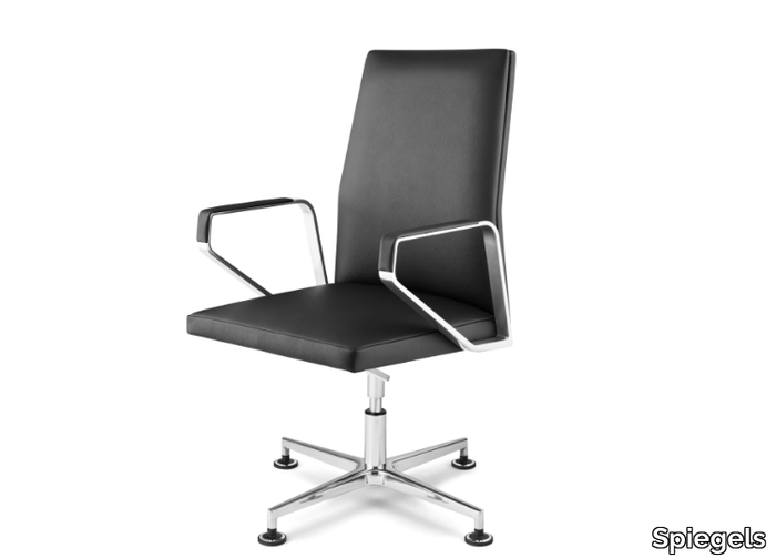 .PILOT S PS1101 - Leather office chair with armrests with 4-Spoke base _ Spiegels