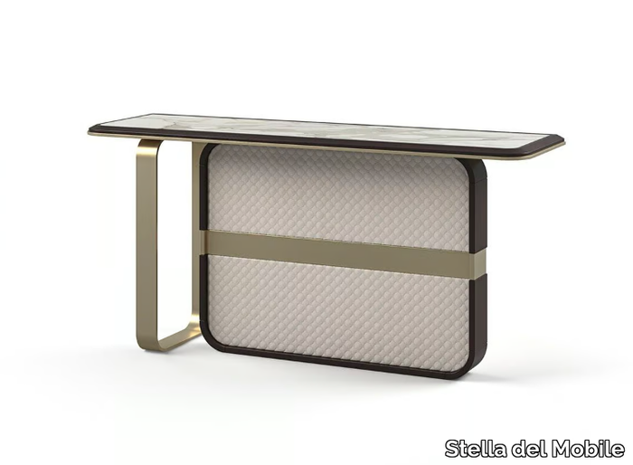 PR.801 - Rectangular wooden console table with leather detail _ Stella del Mobile