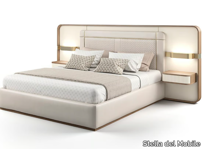 PR.88.2 - Upholstered leather bed with integrated nightstands _ Stella del Mobile