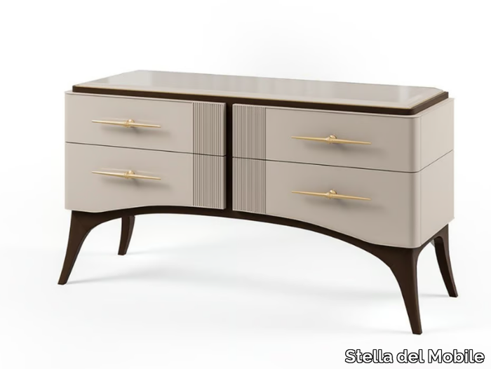 PR.109 - Wooden chest of drawers with colored glass top _ Stella del Mobile