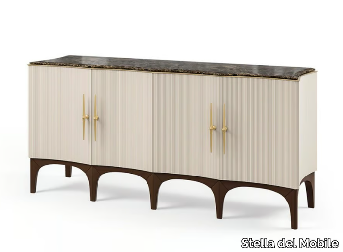 PR.483 - Wooden sideboard with hinged doors and marble top _ Stella del Mobile