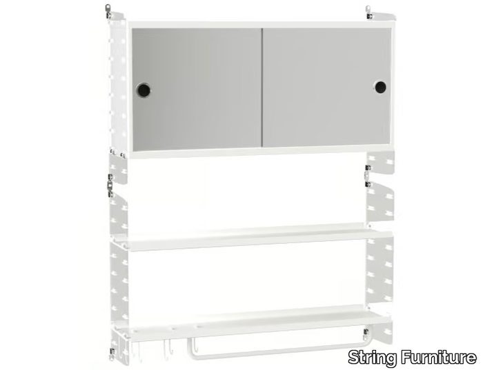 BATHROOM D - Suspended MDF bathroom cabinet with mirror _ String Furniture