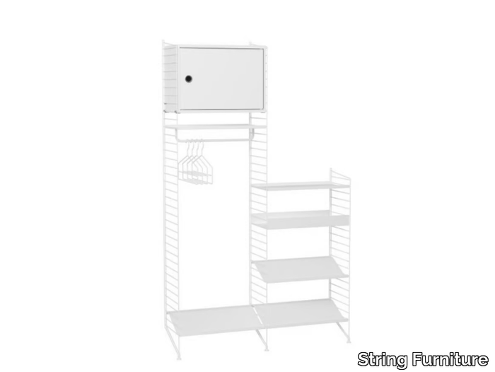 HALLWAY U - Sectional powder coated steel wardrobe with shoe rack _ String Furniture