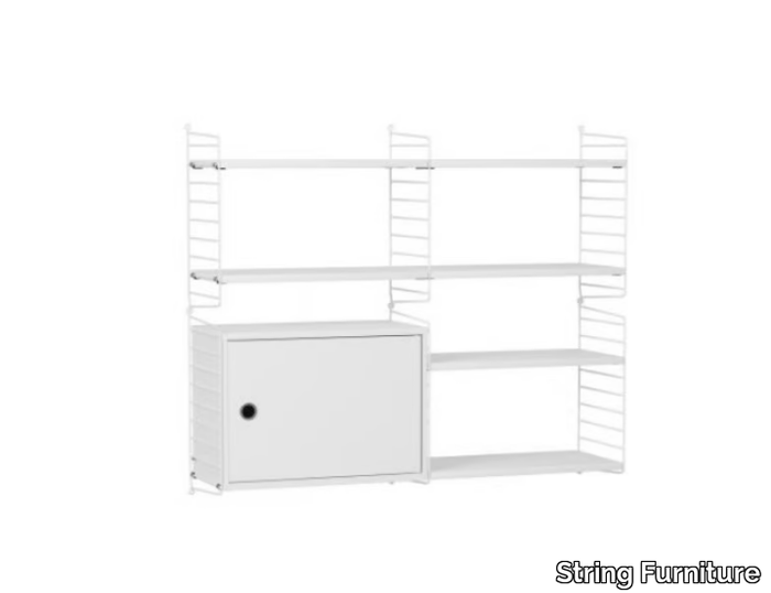 LIVING ROOM R - Sectional floating powder coated steel bookcase _ String Furniture