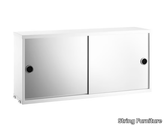 STRING® SYSTEM CABINET WITH MIRROR DOORS - MDF wall cabinet with mirrored door _ String Furniture