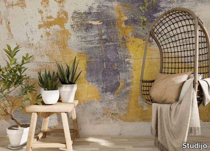 YELLOW WALL - Motif waterproof wallpaper _ Studijo