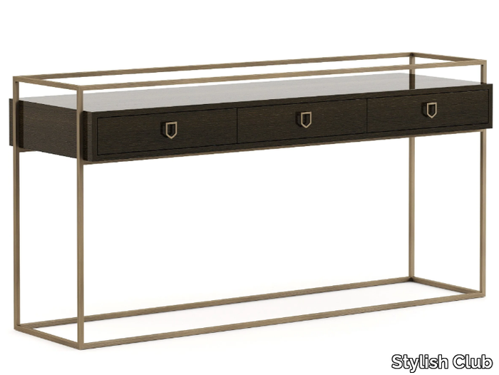 COCKTAIL - Rectangular metal and wooden console table with drawers _ Stylish Club